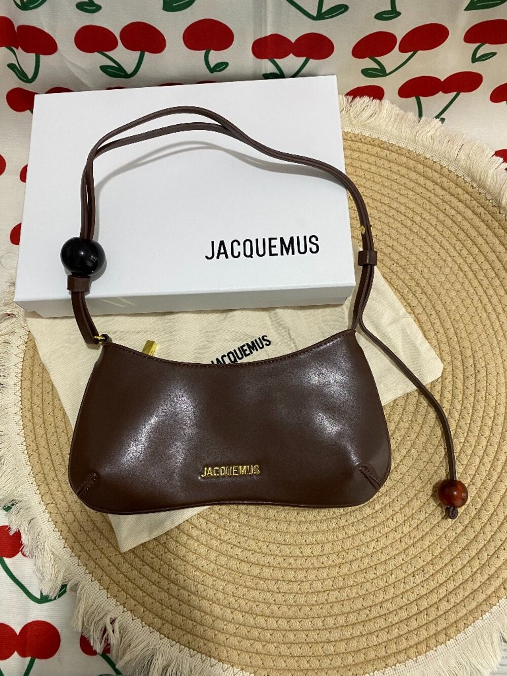 Jacquemus Brown Beaded Baguette Shoulder Bag